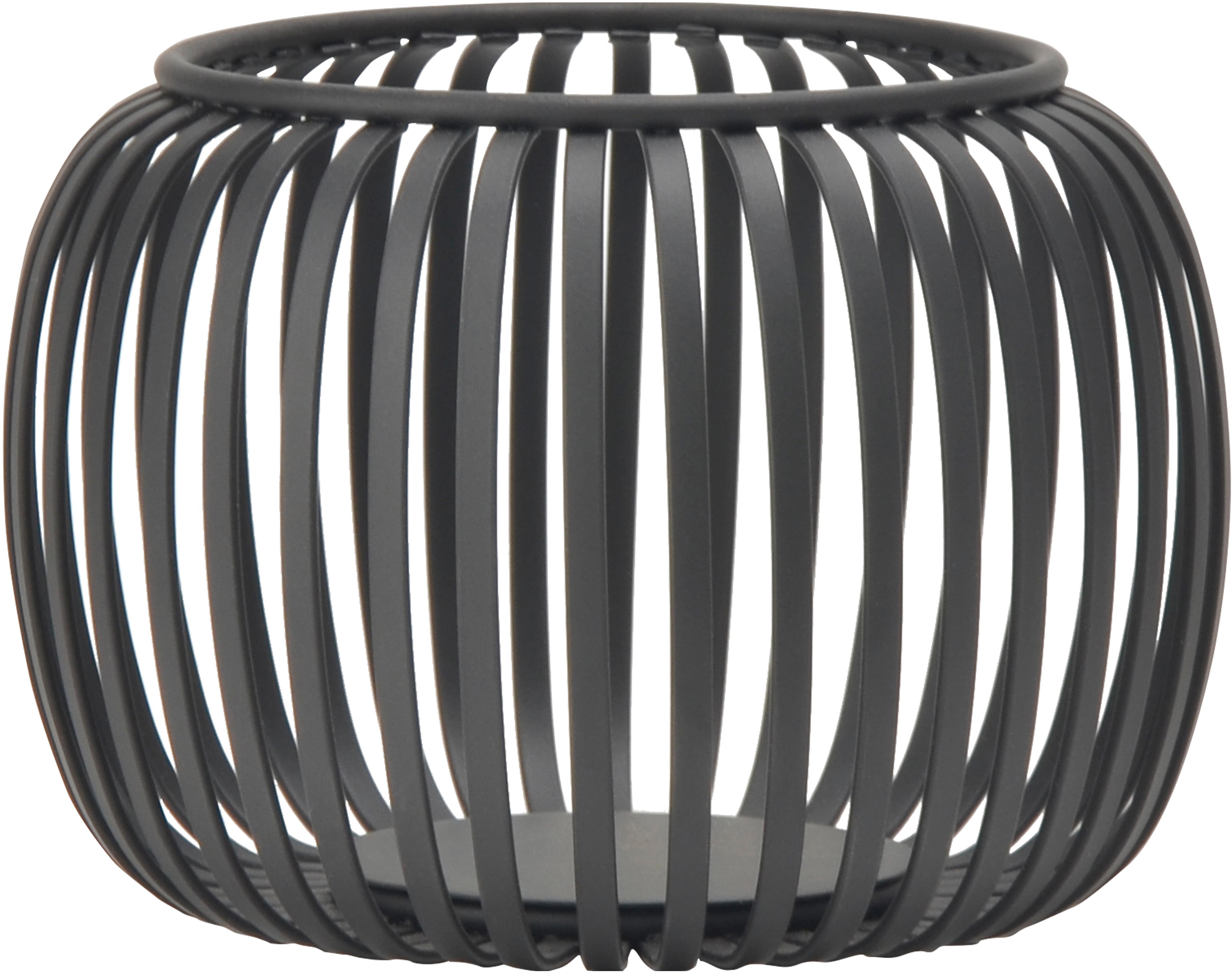 Teelichthalter Fiola Schwarz - Schwarz, Metall (14/10cm) - Mömax