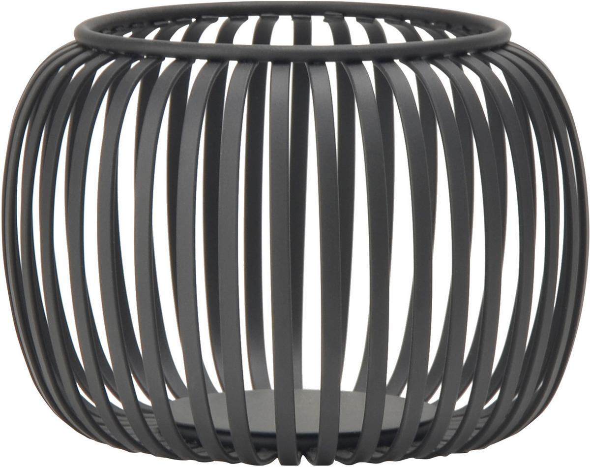 Teelichthalter Fiola Schwarz - Schwarz, Metall (14/10cm) - Mömax