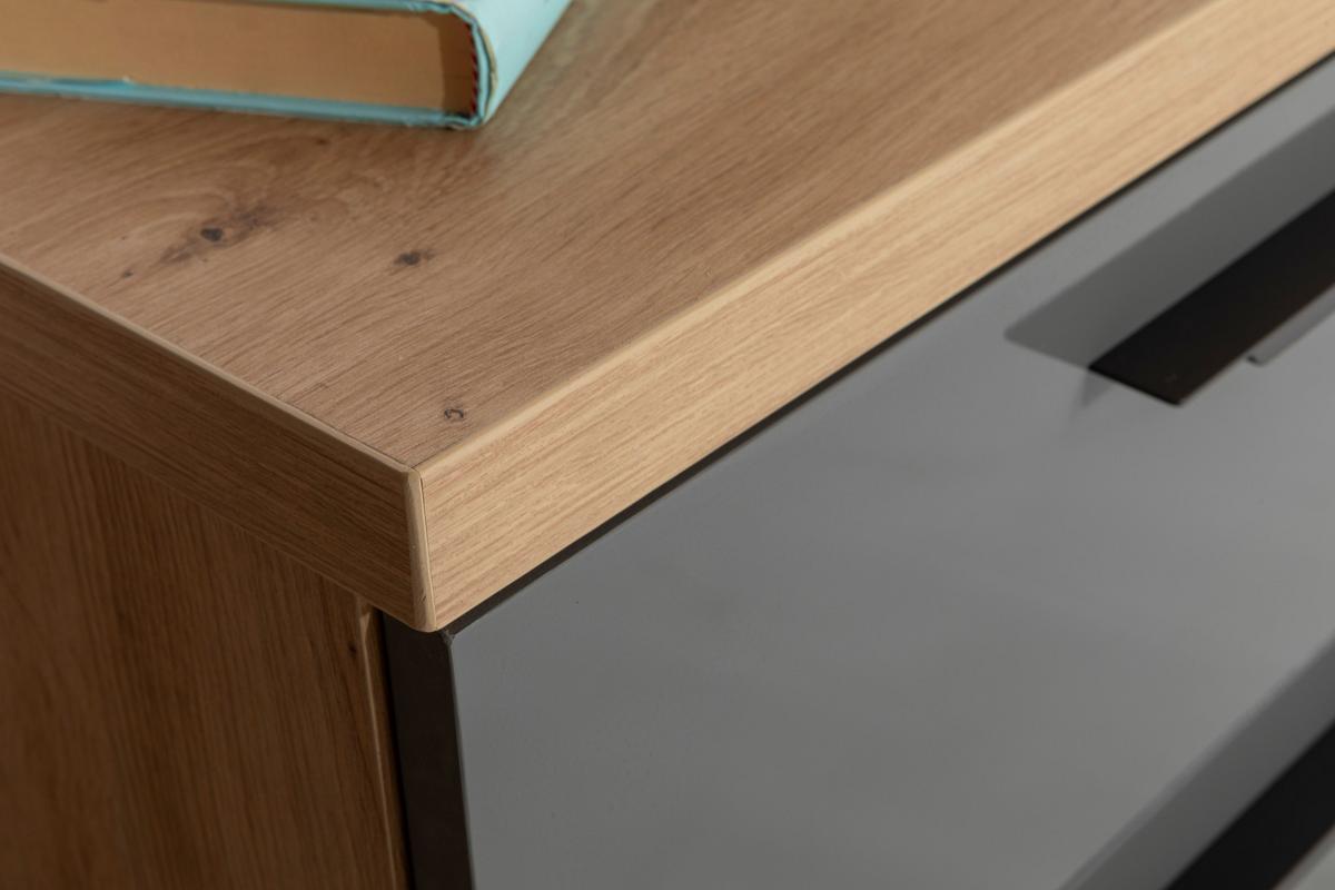 Noćni Stočić Sposami - siva visoki sjaj/crna, Moderno, metal/pločasti materijal (60/44/40cm) - Premium Living