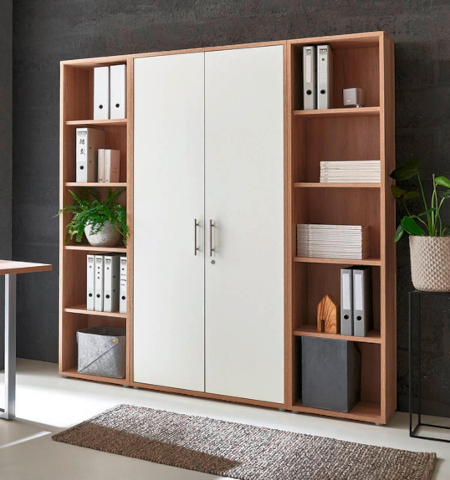 Aktenschrank Office Edition Sw Set 3 hoch Weiß/Sonoma Eiche - Weiß/Sonoma Eiche, MODERN, Holzwerkstoff (173/186/33cm) - MID.YOU