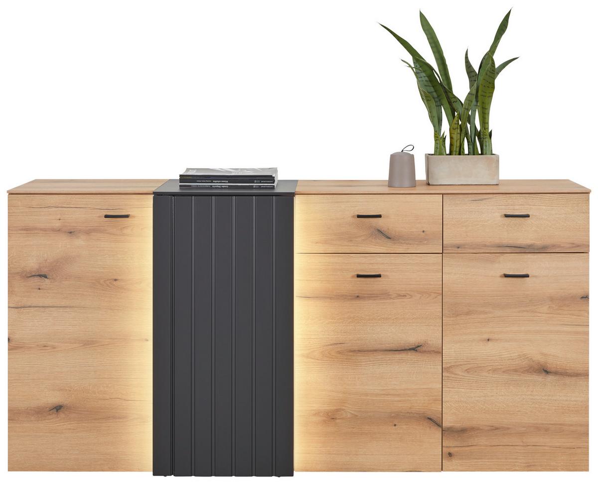 Sideboard Verdana in Eiche/Grau - MODERN, Holzwerkstoff/Kunststoff (177,9/88/44,8cm) - Mömax