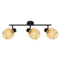 Deckenleuchte Natur Schwarz/Beige max. 5 Watt - Beige/Schwarz, MODERN, Naturmaterialien/Metall (70.5/13/18.5cm)