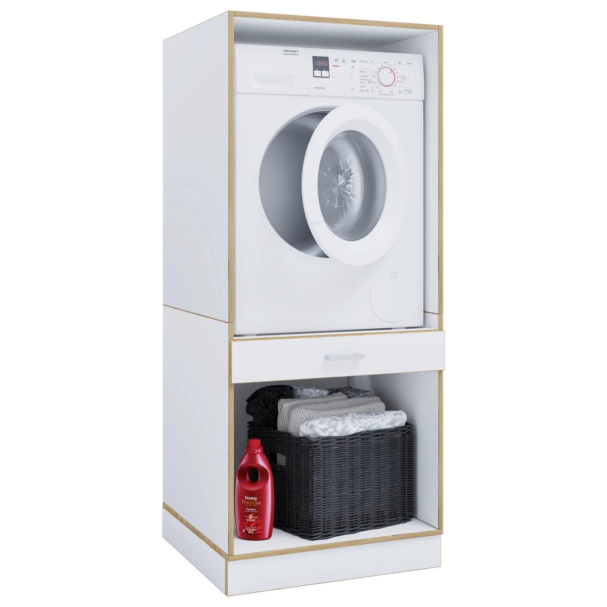 Waschmaschinenschrank Rislo - Honigeiche/Weiss, Trend, Holzwerkstoff/Kunststoff (67/162/68cm) - MID.YOU