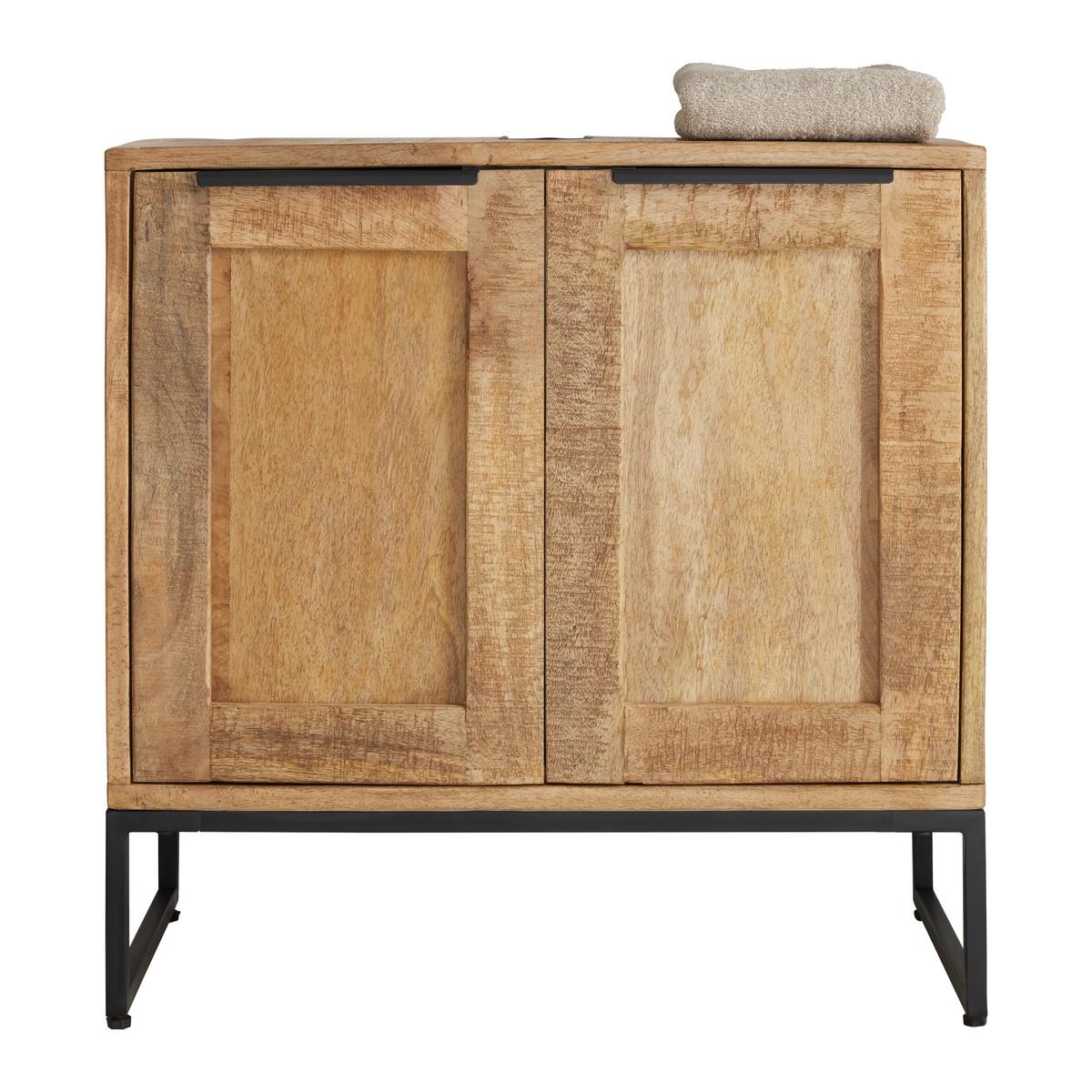 Waschbeckenunterschrank Everest Naturfarben/Schwarz - Schwarz/Naturfarben, Natur, Holz/Metall (60/60/32cm) - Mömax