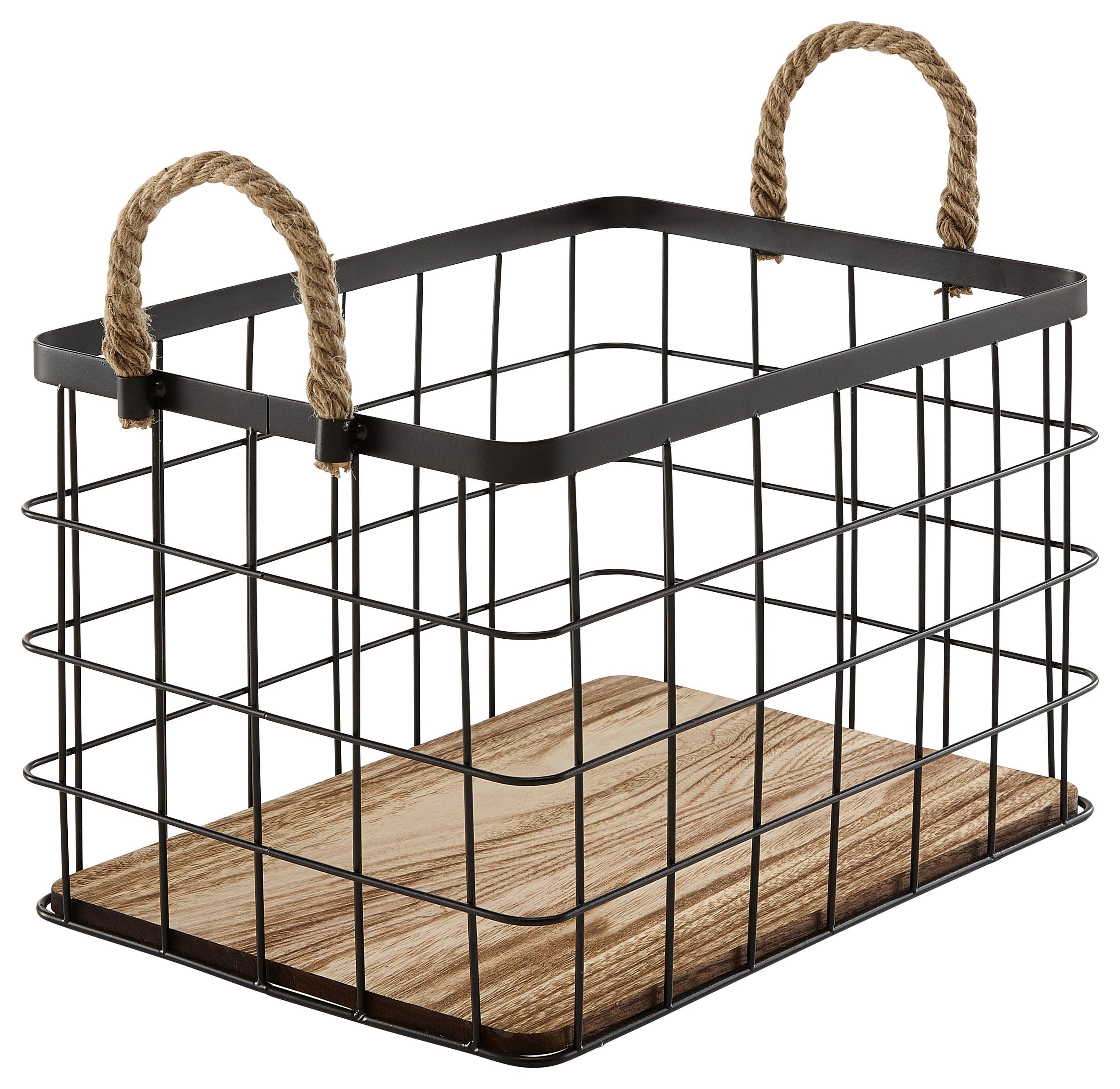 Korb Matt M Naturfarben/Schwarz - Schwarz/Naturfarben, Romantik / Landhaus, Holz/Metall (35/25/22cm) - Mömax