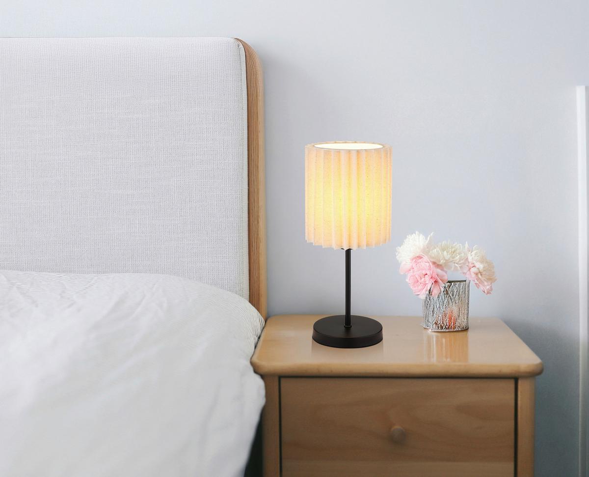 TISCHLEUCHTE 15757T PAGE - Schwarz/Naturfarben, Konventionell, Textil/Metall (26.5/50cm) - Globo