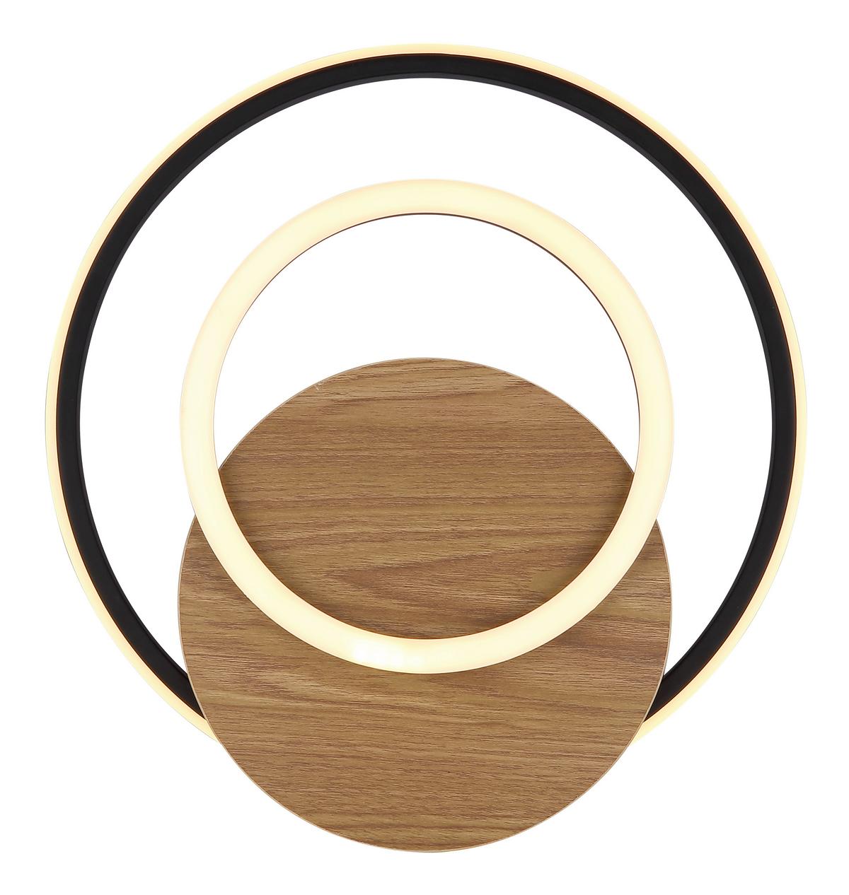 Led Stropna Svjetiljka Julio - tamno smeđa/crna, Natur, drvni materijal/plastika (38/36/6,5cm) - Globo