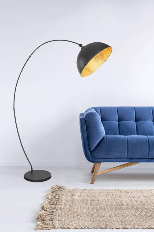 Stehleuchte Gottfried in Schwarz/Gold max. 60 Watt - Goldfarben/Schwarz, Design, Metall (115/45/182cm) - Globo