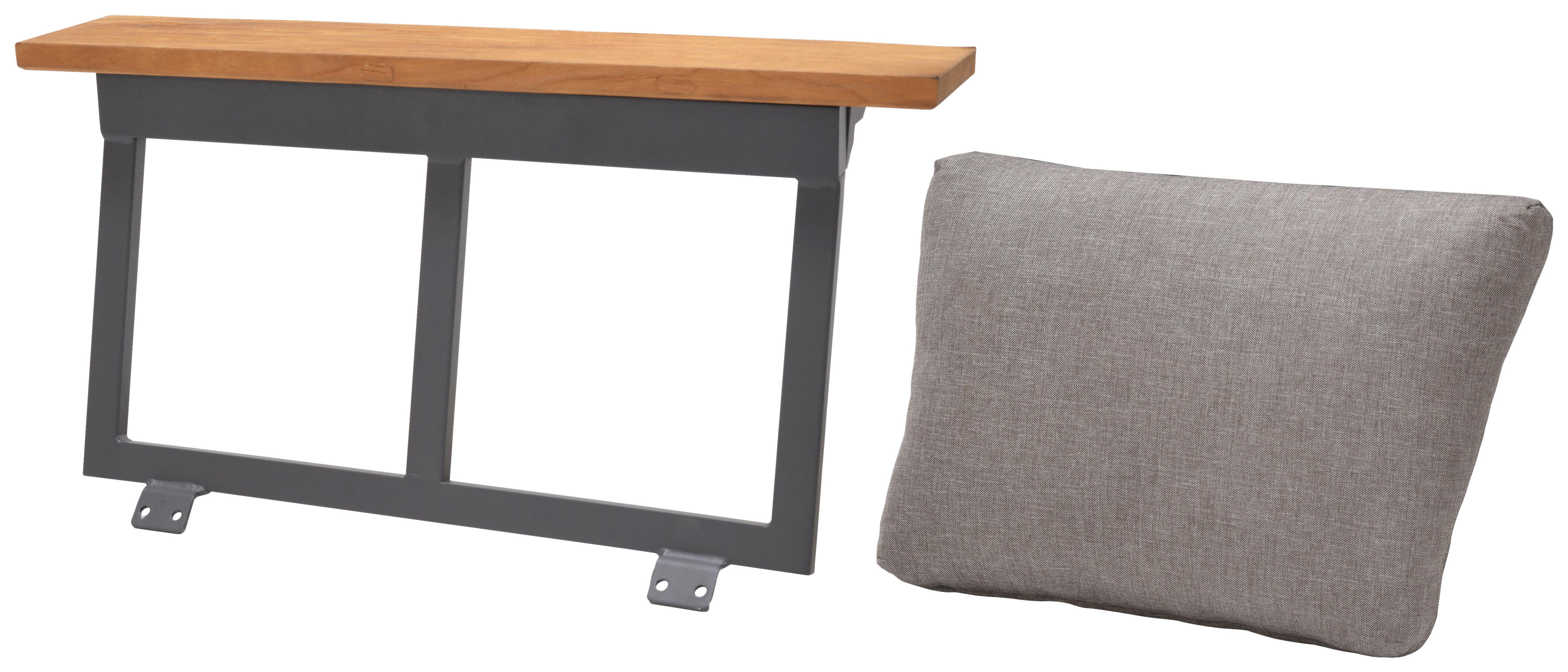 OPARCIE JIMMY - antracytowy/kolor drewna tekowego, Design, metal/drewno (88/25,5/41,5cm) - Amatio