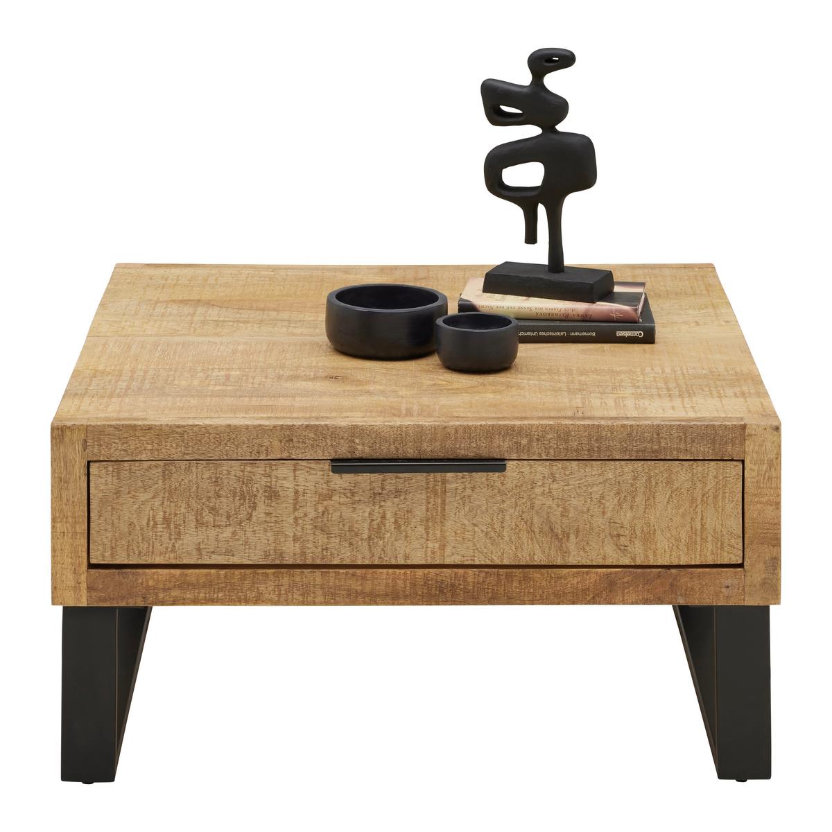 Couchtisch Everest in Naturfarben/Schwarz - Schwarz/Naturfarben, Natur, Holz/Metall (80/40/80cm) - Mömax