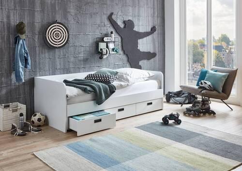 Raztegljiva Postelja Bianca, 90-180x200, Bela - bela, Konvencionalno, leseni material/les (90-180/200cm)