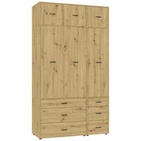 Kleiderschrank Kivo Eiche Artisan - Schwarz/Eiche Artisan, Basics, Holzwerkstoff/Kunststoff (135/239,40/52,1cm) - Based