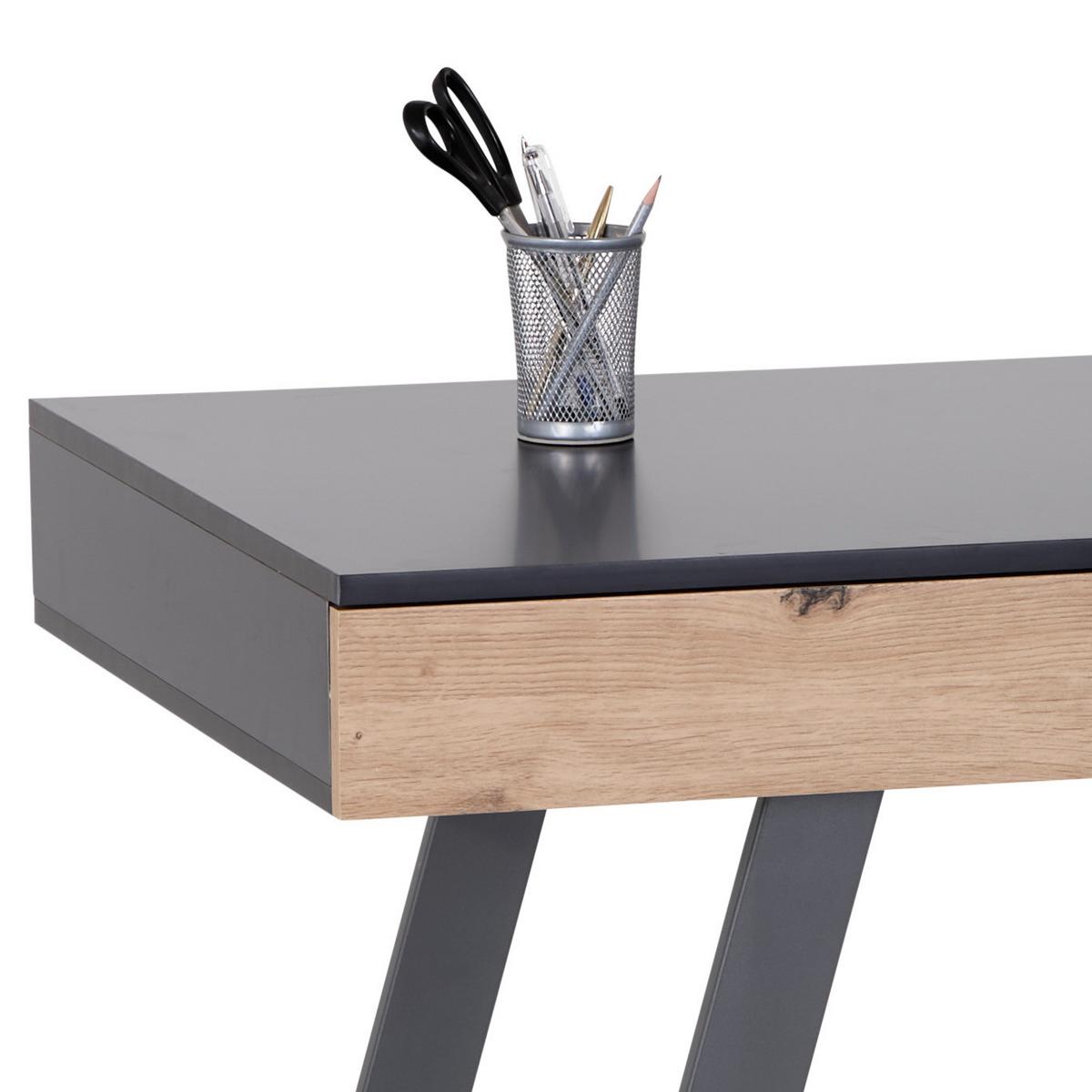 Pisalna Miza Viola, Siva, Barva Hrasta - siva/barve hrasta, Moderno, kovina/leseni material (140/60/76cm) - Modern Living