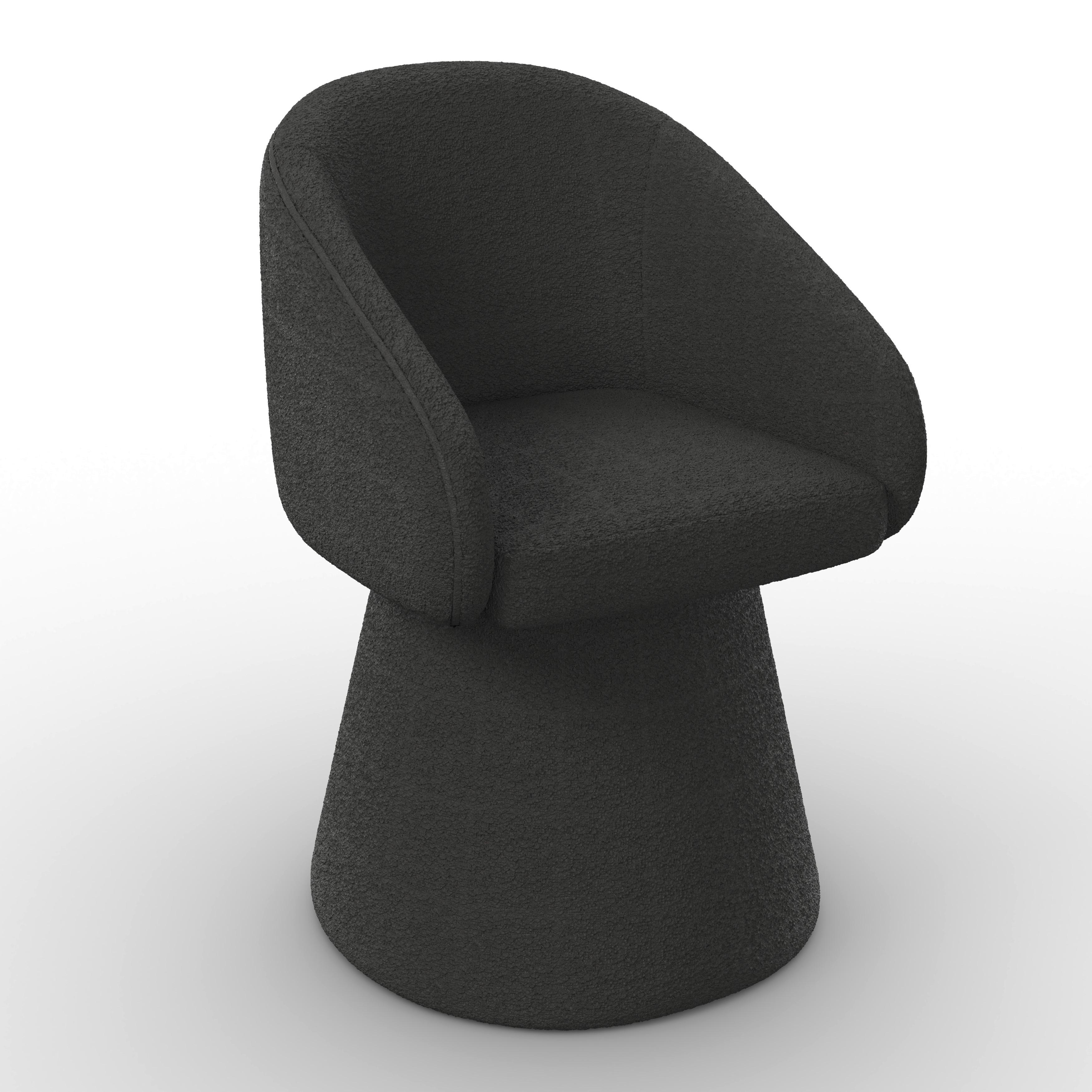Armlehnstuhl Maia Schwarz Chenille Drehbar Gepolstert - Schwarz, MODERN, Textil/Metall (60/84,5/59cm) - Bessagi Home