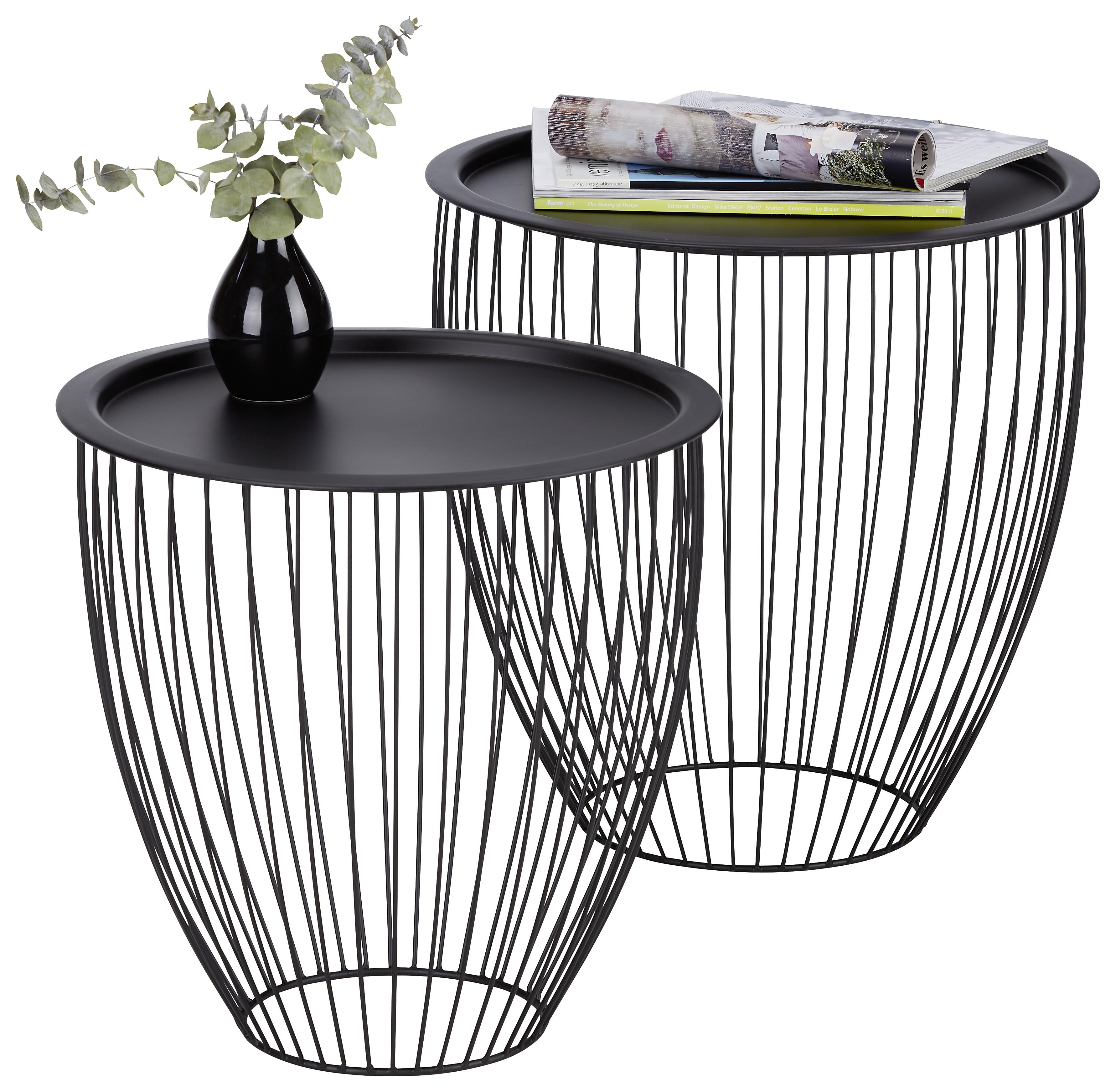 Beistelltischset Schwarz - Schwarz, Modern, Metall (47,5/41,5/47,5/42cm) - Modern Living