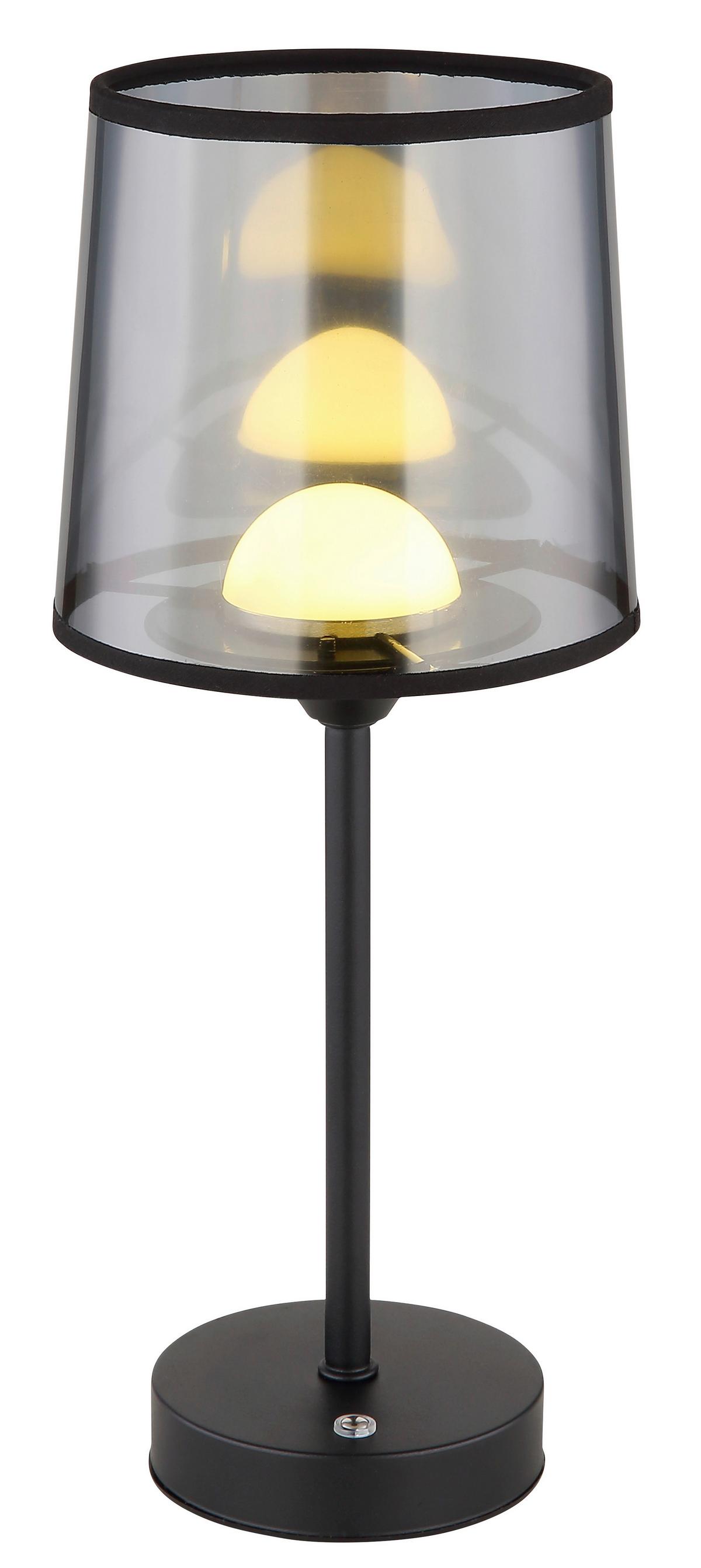 AKKU-TISCHLEUCHTE 21008S - Transparent/Schwarz, Design, Kunststoff/Textil (14/35cm) - Globo