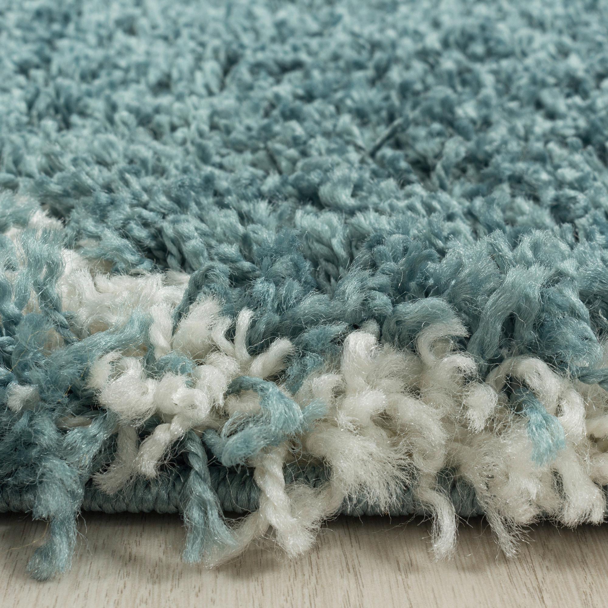 Hochflorteppich Salsa Blau Ø ca. 80cm - Blau, Design, Textil (80cm)