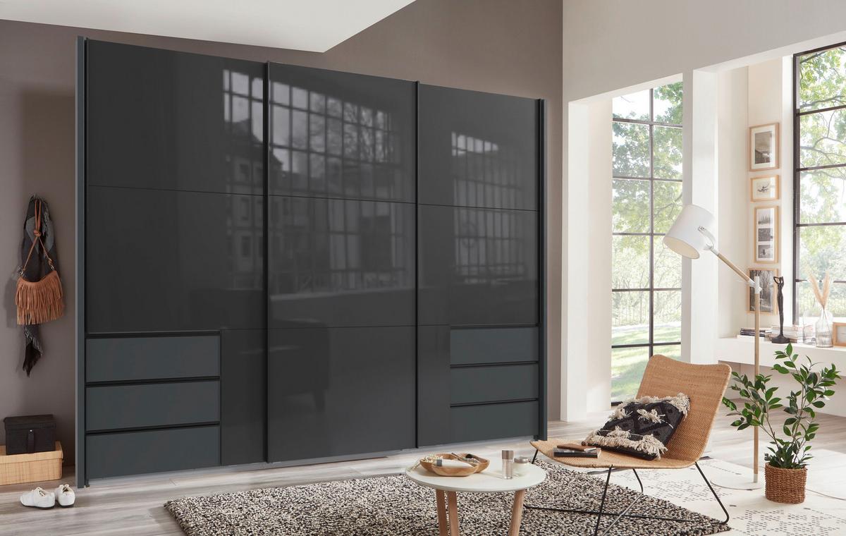 Ormar Level 36 C - siva/boje grafita, Design, staklo/drvni materijal (300/236/65cm) - Premium Living