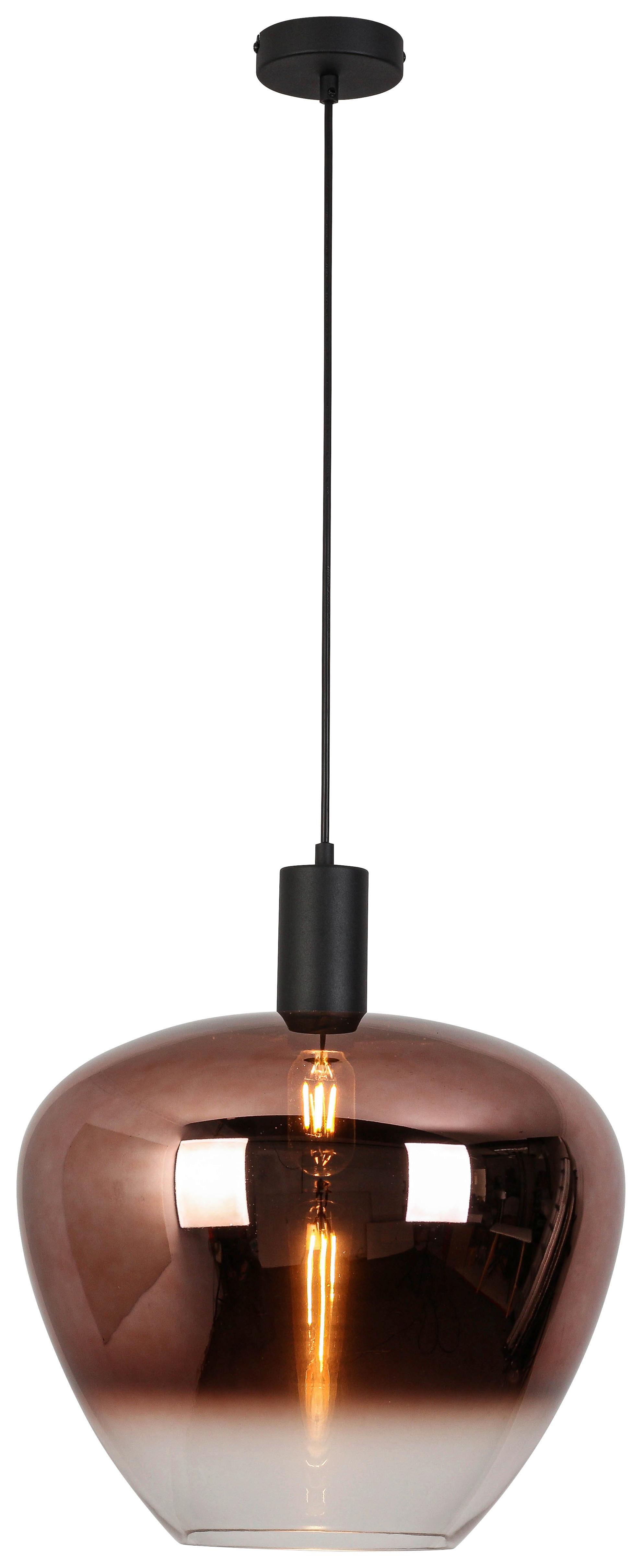 Hängeleuchte Schön Kupferfarben max. 40 Watt - Schwarz/Kupferfarben, MODERN, Glas/Kunststoff (40/120cm) - Mömax