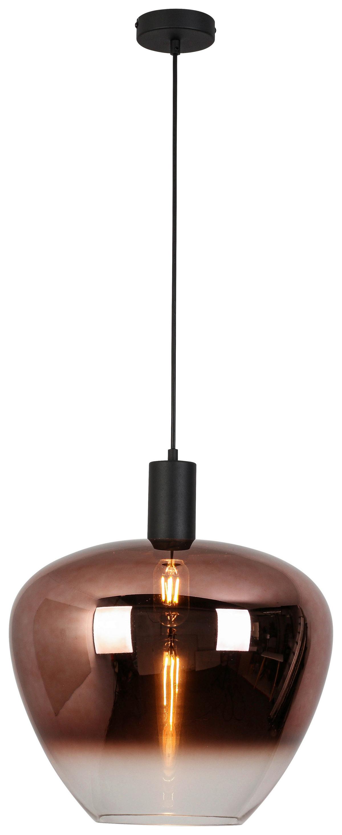 Függőlámpa Schön - fekete/rézszínű, Modern, műanyag/Üveg (40/120cm) - Mömax