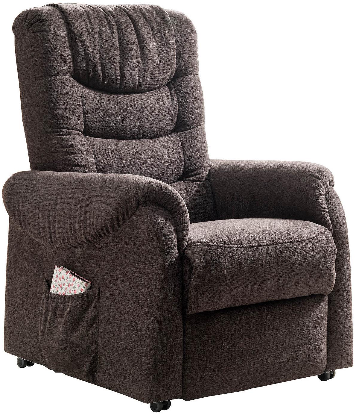 Fernsehsessel Nino Dunkelbraun Nylon/Struktur - Dunkelgrün/Dunkelbraun, Design, Holz/Kunststoff (76/106/94cm) - Livetastic