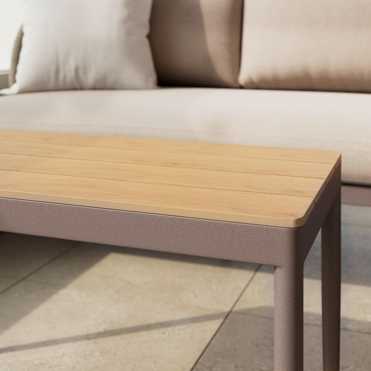Loungegarnitur Noel Grau Aluminium, 4-teilig - Taupe/Naturfarben, MODERN, Glas/Kunststoff (217/145/72cm) - Mömax