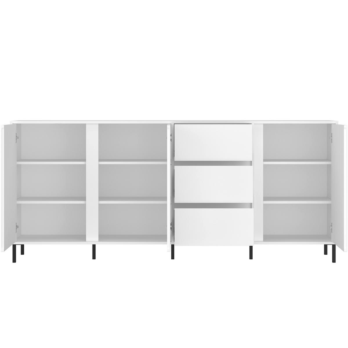 Komoda Avenale, Bela - črna/bela, Trend, kovina/leseni material (212/91,6/40cm)