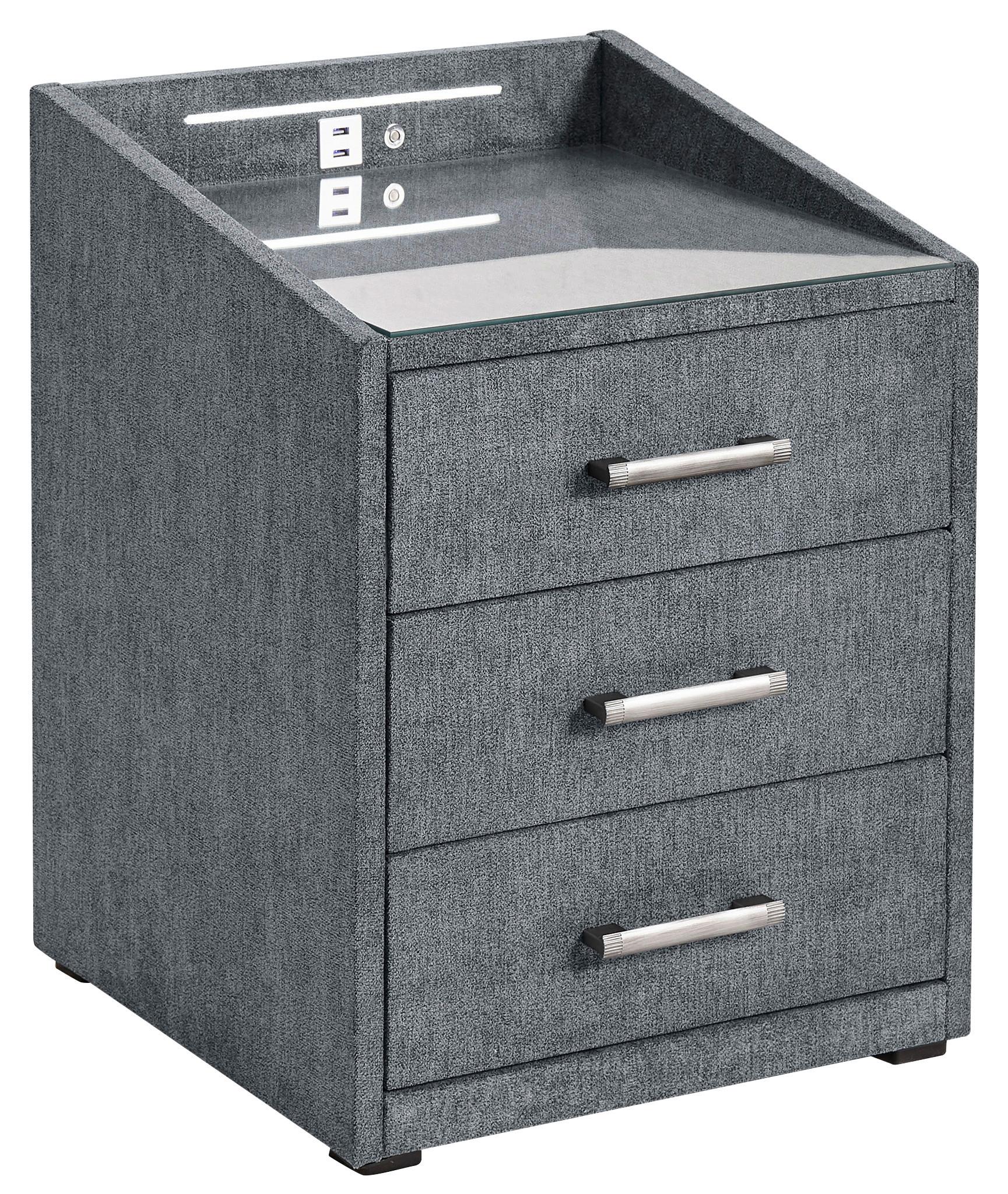 Nachtkästchen Moon ca. 47x61x46 cm Anthrazit - Anthrazit/Silberfarben, Basics, Holzwerkstoff/Kunststoff (47/61/46cm) - MID.YOU