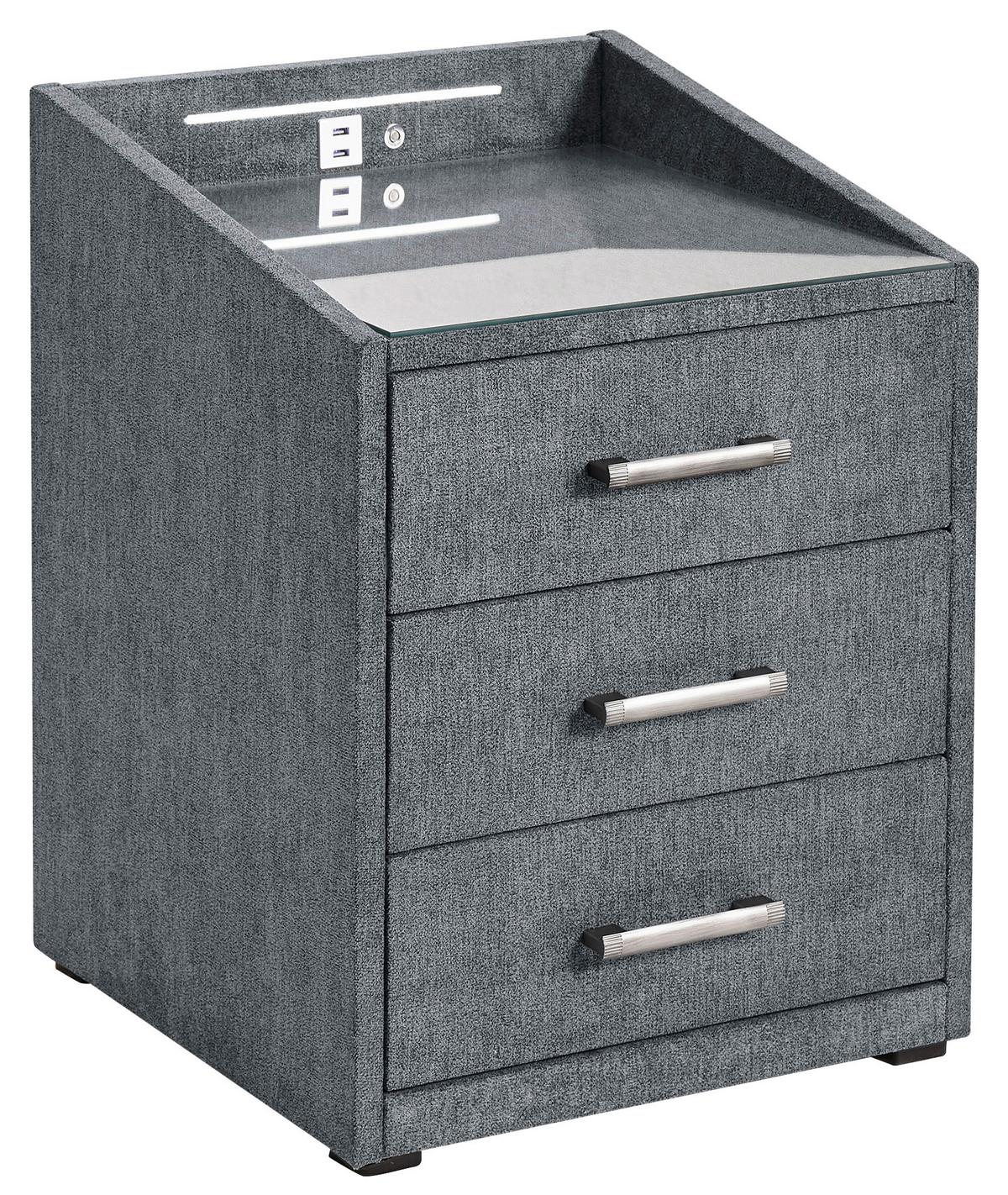 Nachtkästchen Moon ca. 47x61x46 cm Anthrazit - Anthrazit/Silberfarben, Basics, Holzwerkstoff/Kunststoff (47/61/46cm) - MID.YOU