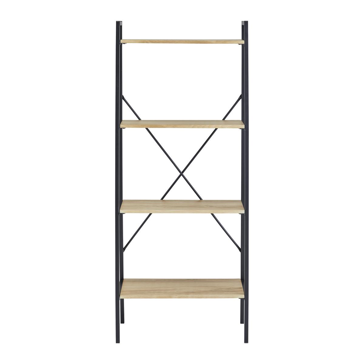 Standregal Giorgia ca. 60x148 cm Naturfarben/Schwarz MDF - Schwarz/Naturfarben, MODERN, Holz/Metall (60/148/32cm) - Bessagi Home
