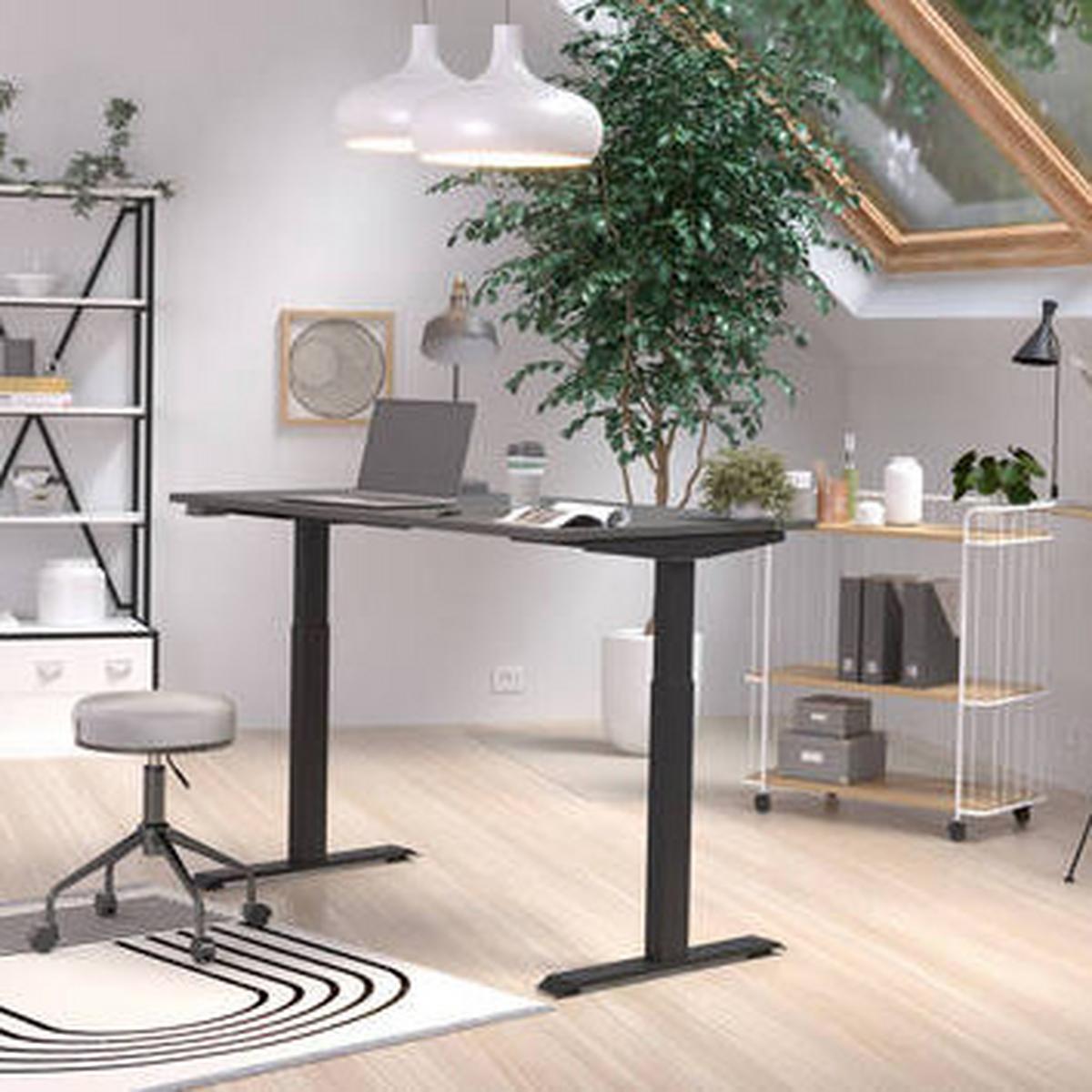 Schreibtisch Ribera in Schwarz/Graphitfarben - Graphitfarben/Schwarz, Modern, Holzwerkstoff/Metall (140/72-120/80cm) - Premium Living