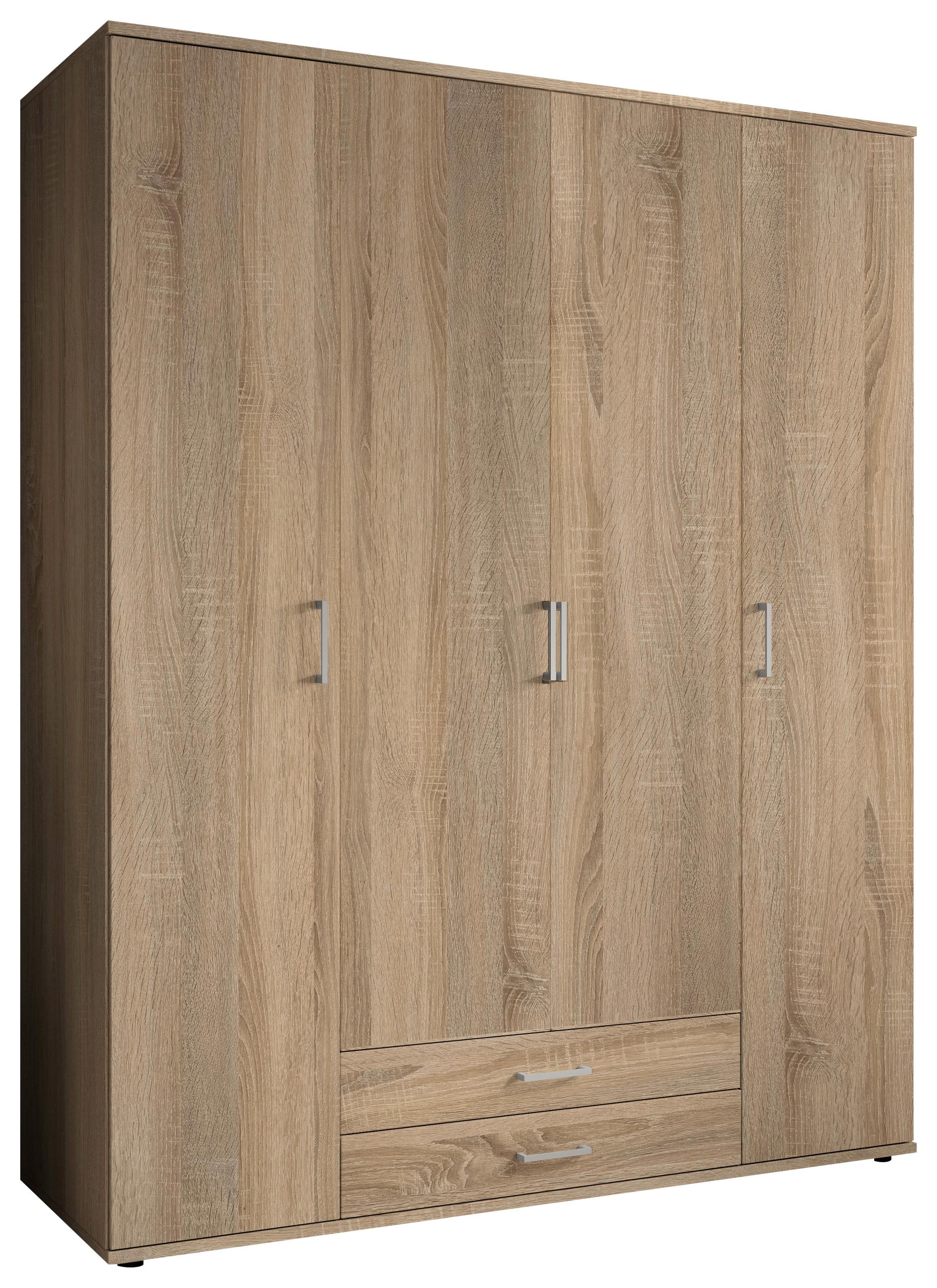 Drehtürenschrank Olli Sonoma Eiche - Alufarben/Sonoma Eiche, Basics, Glas/Holzwerkstoff (160/196/54cm) - Based