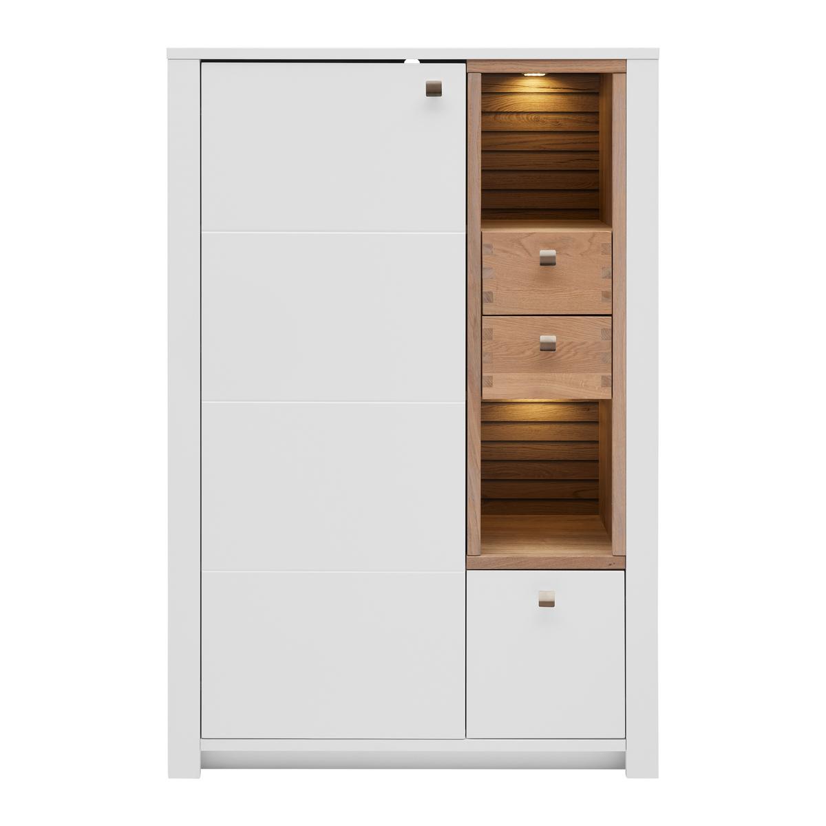 Highboard Whitehouse 10Q8WR06 Weiss/Eichefarben - Weiss/Edelstahlfarben, Modern, Holz/Holzwerkstoff (92/138/41cm) - Premium Living