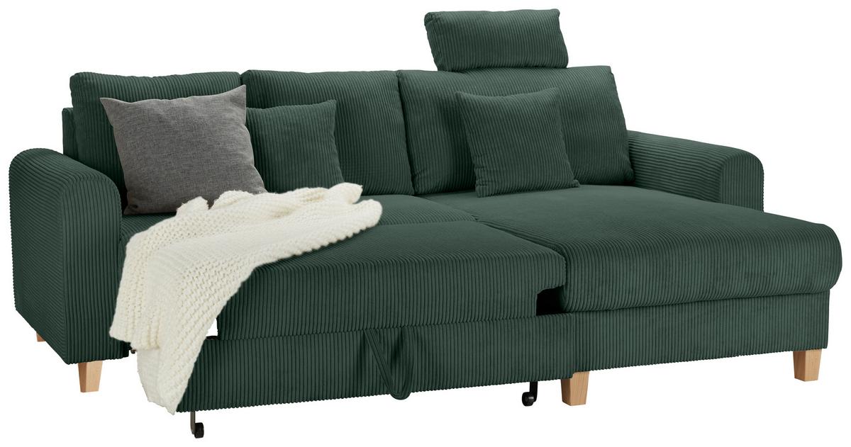 Kutna Garnitura Lille - zelena/svijetlo smeđa, Moderno, tekstil/drvo (232/110/156cm) - Best Price