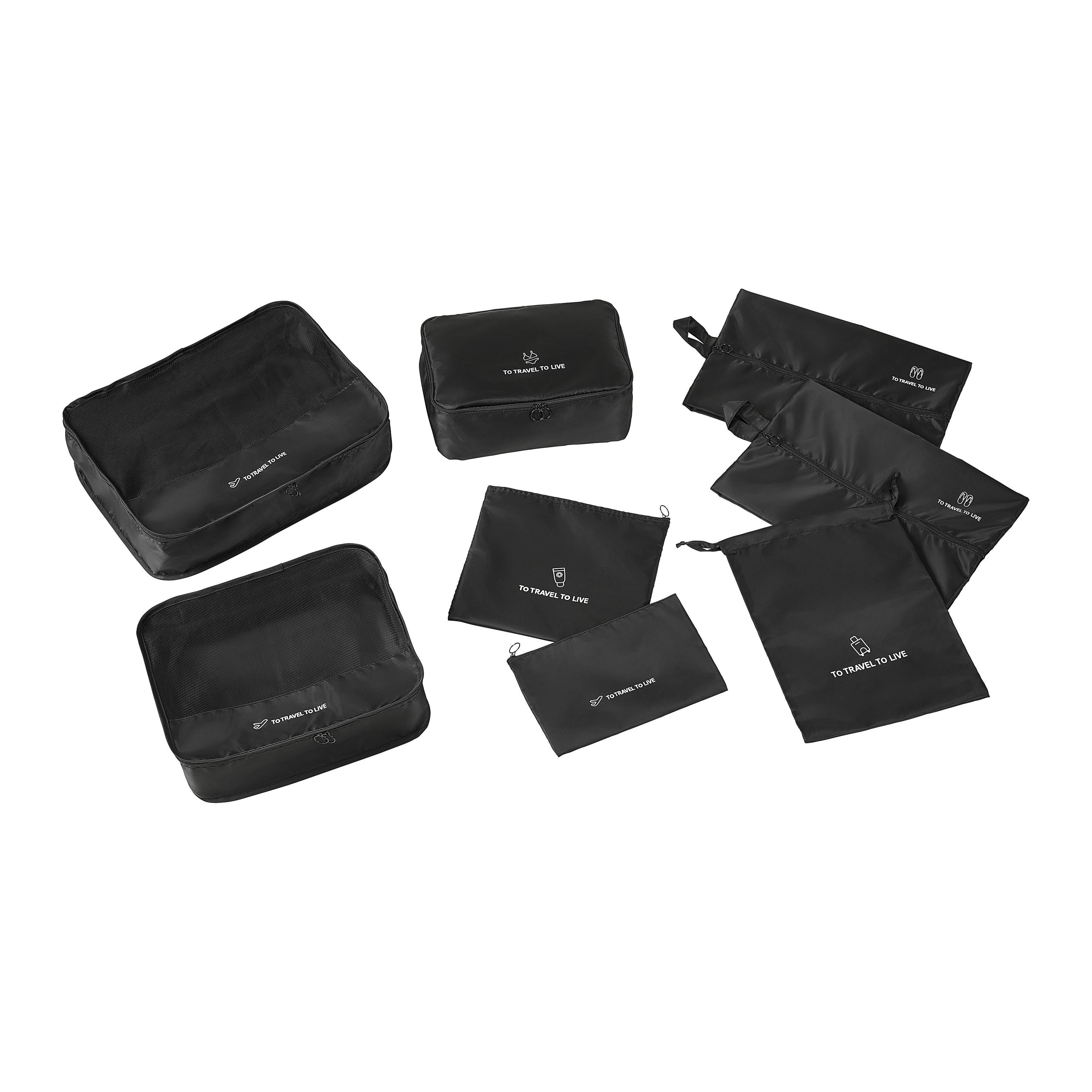 Kofferorganizer-Set Schwarz 7-teilig - Schwarz, KONVENTIONELL, Kunststoff/Textil - Mömax