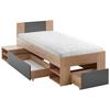 SÄNG AZURRO 2-90 - ek Artisan/antracit, Modern, trämaterial (90/200cm) - Mömax