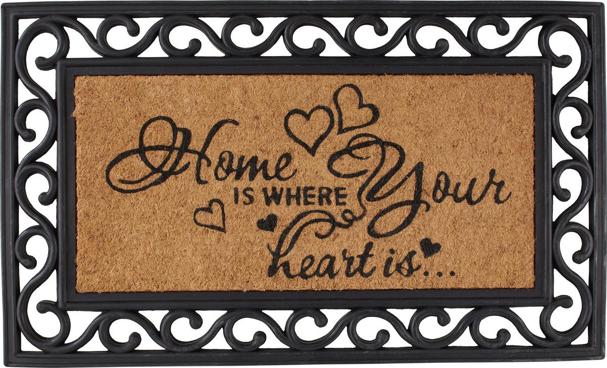 Predpražnik Hearts - rjava, Romantika, umetna masa/tekstil (40/60cm) - Mömax