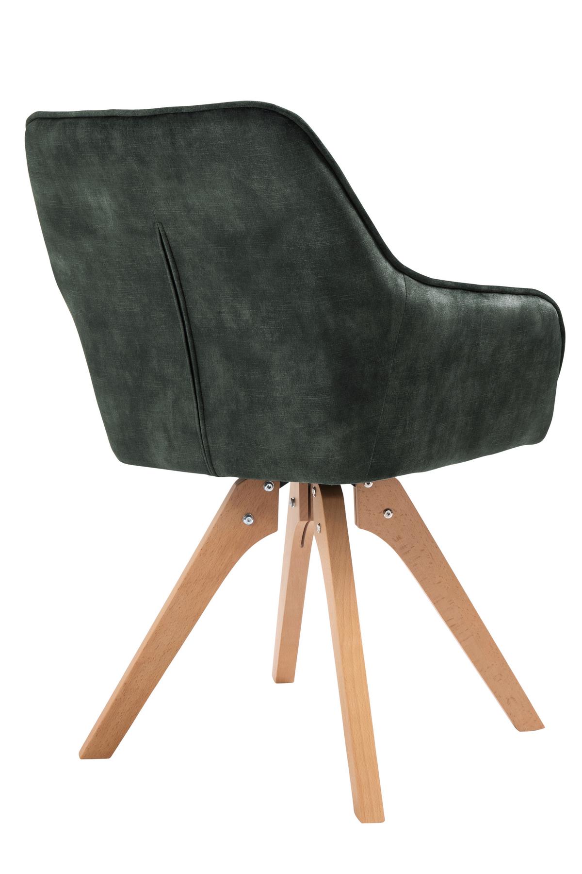 Naslanjač Samt, Temno Zelena, Vrtljiv - barve hrasta/temno zelena, Moderno, tekstil/les (59/85/61cm) - Livetastic