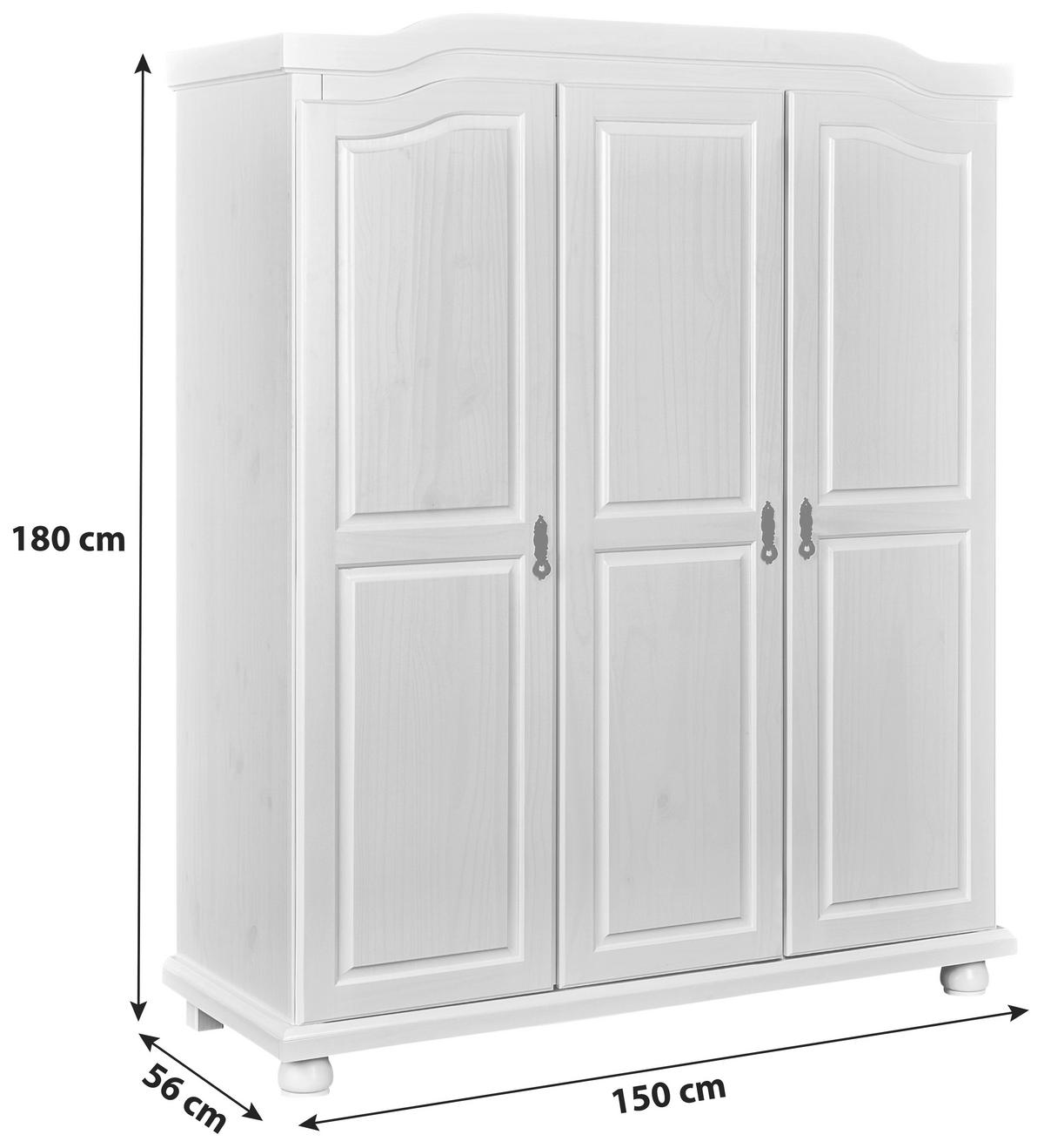 Rustikalna Garderobna Omara Bastian, Bela, Bor - bela, Trendi, leseni material/les (150/180/56cm) - MID.YOU