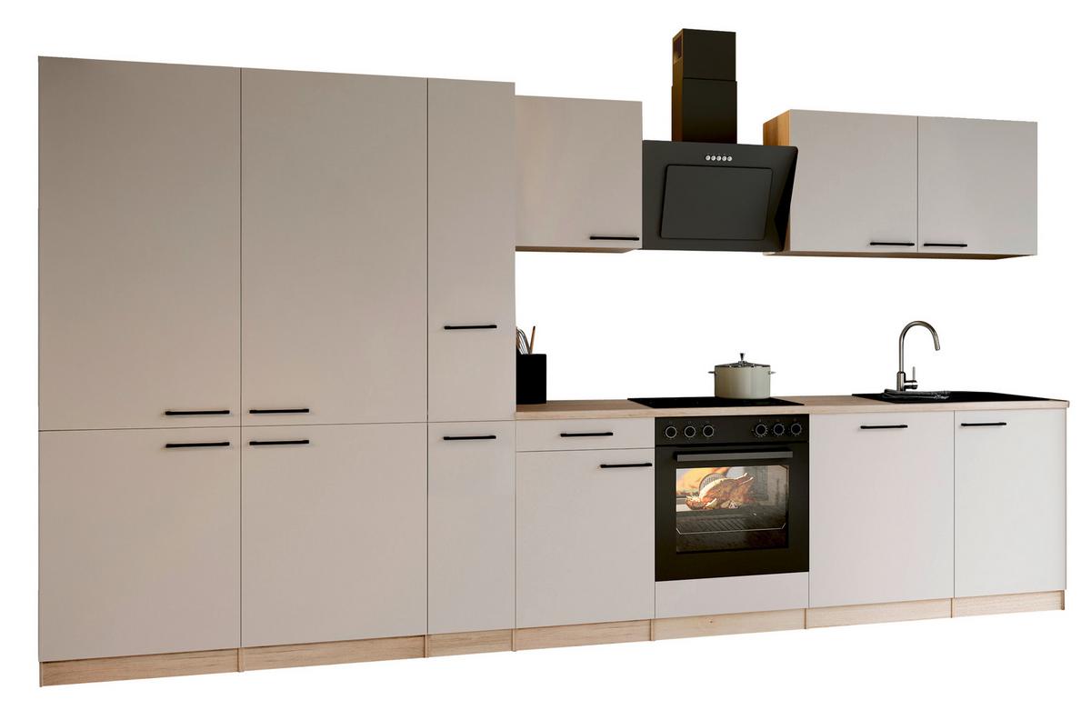 Küchenblock Merle m. Geräten Kaschmir - Kaschmir/Eichefarben, Trend, Holzwerkstoff/Metall (370cm) - Respekta