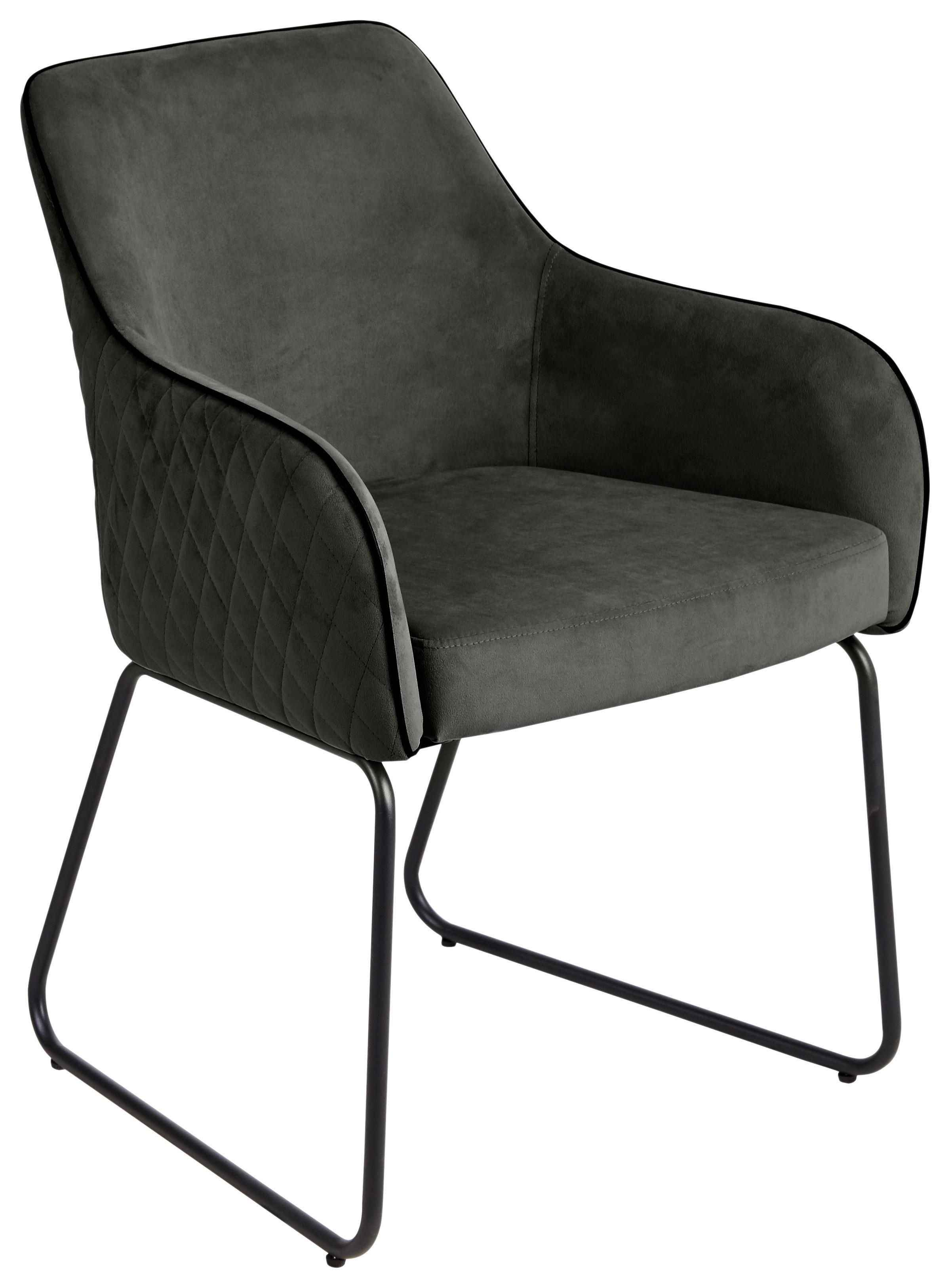 KRZESŁO Z PODŁOKIETNIKAMI HAMPTON - antracytowy/czarny, Konventionell, metal/tkanina (63/85/62cm) - SetOne by Musterring