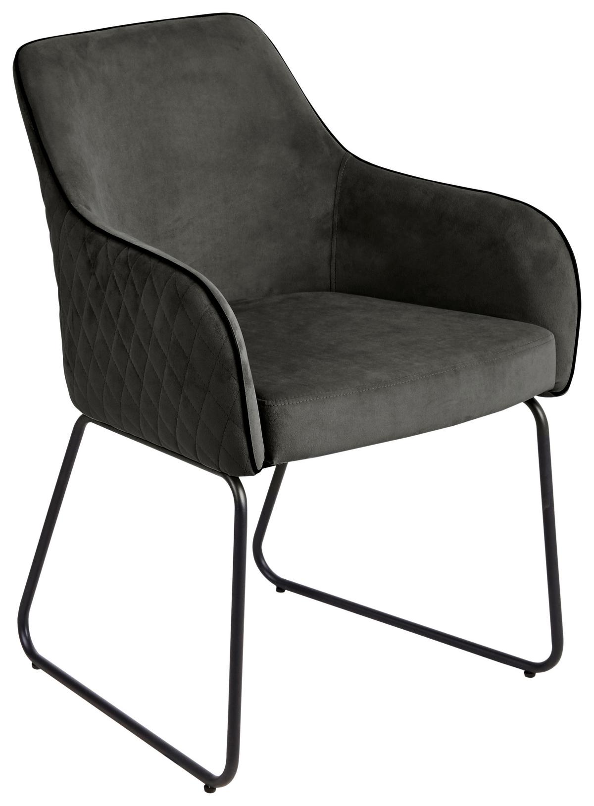 KRZESŁO Z PODŁOKIETNIKAMI HAMPTON - antracytowy/czarny, Konventionell, metal/tkanina (63/85/62cm) - SetOne by Musterring