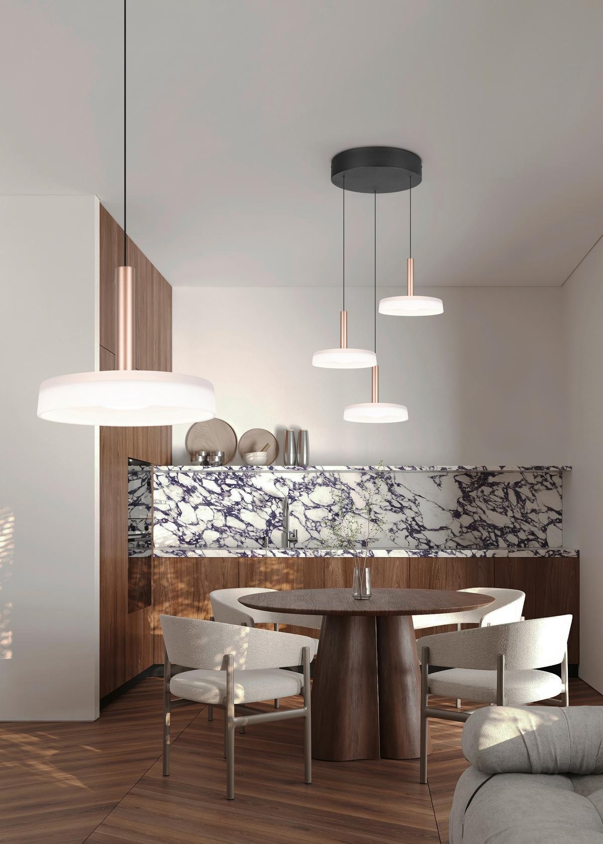 LAMPA ZWIESZANA LED 354930365 CELESTE - biały/brązowy, Design, metal/szkło (35/200cm) - Trio Leuchten