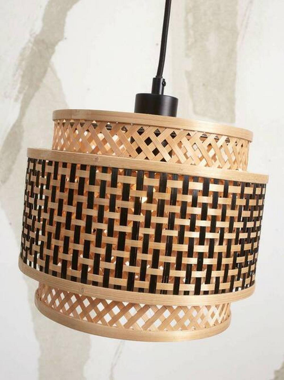 Viseča Svetilka Bhutan, Črna, Bambus - črna/naravne barve, Trend, les (25/20cm) - Good & Mojo