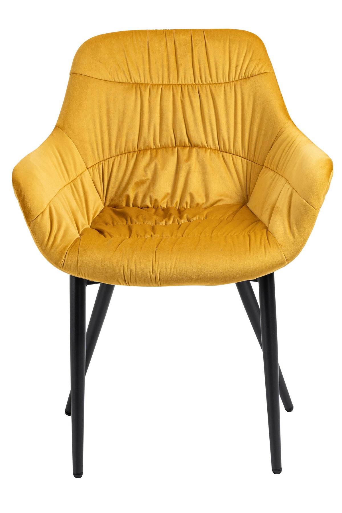 Naslanjač Samt, Gorčično Rumena - črna/gorčično rumena, Moderno, kovina/tekstil (63/81,5/61cm) - Livetastic