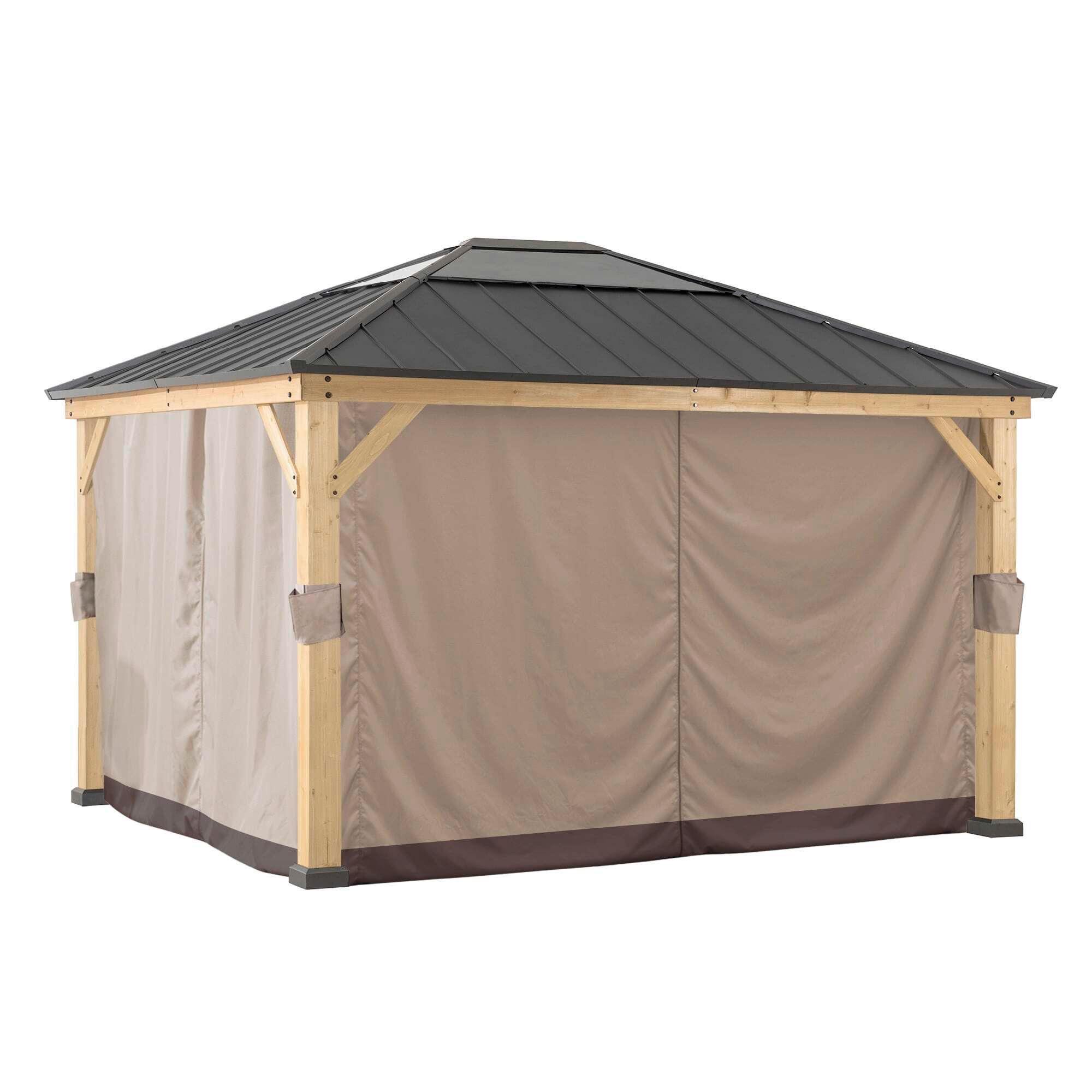 Pavillon-Seitenteil Gazebo Vorhang für 393x452cm, 4 Stk. - Hellbraun, Basics, Textil (399/220cm)