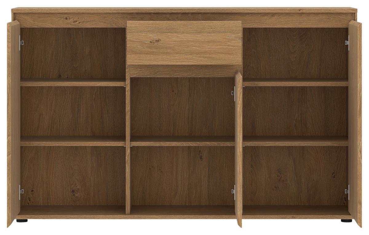 Komoda Calzado - boje hrasta/crna, Moderno, drvni materijal/plastika (137/85/35cm) - Modern Living