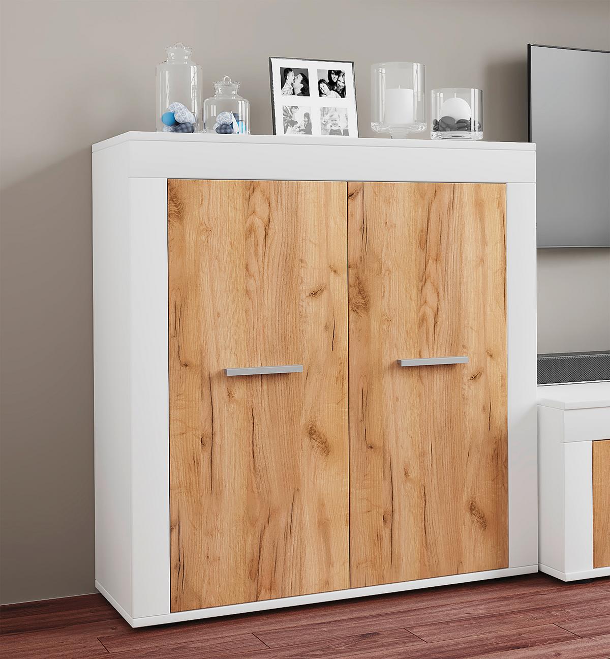 COMMODE USILO KOMMODE - Honigeiche/Weiss, Design, Holzwerkstoff/Kunststoff (80/89/35cm) - MID.YOU