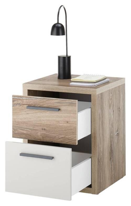 Nočna Omarica Julia, Barva Hrasta, Šampanjca - barve šampanjca/črna, Konvencionalno, umetna masa/leseni material (45/57/42cm) - Mömax