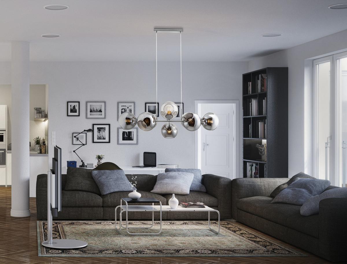HÄNGELEUCHTE 31240802 PILAR - Dunkelgrau, Design, Glas/Metall (100/38/150cm) - Globo